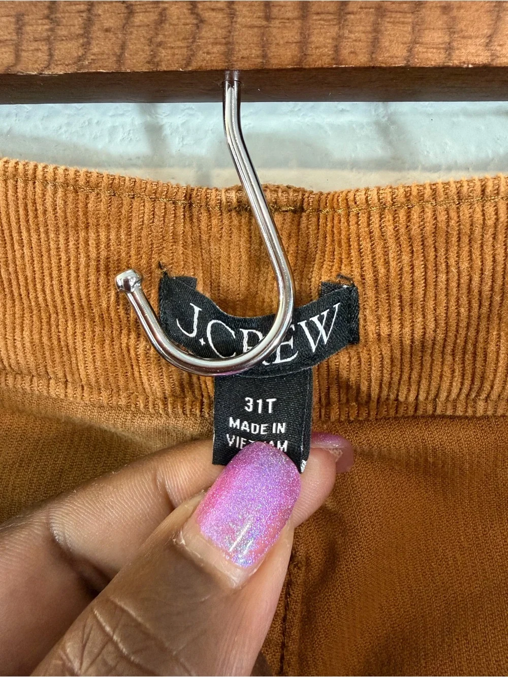 J. Crew Straight Leg Stretch Corduroy Pant Size 31 Tall Camel Brown Patch Pocket